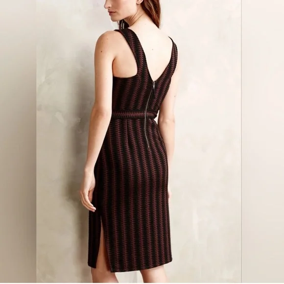 NWT Anthropologie Maeve Meridian Midi Dress Brown & Black Size Small - Picture 2 of 14